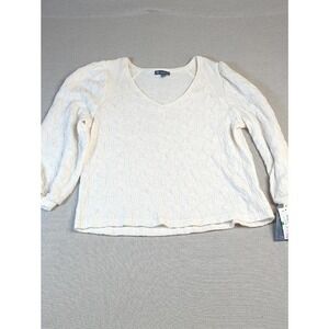 Democracy cream textured knit sweater, size large, new with tags
